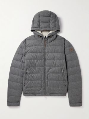 Redessau Logo-Appliquéd Quilted Flannel Hooded Down Jacket