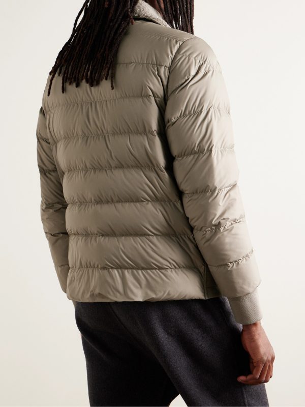 Jumeaux Logo-Appliquéd Shearling and Leather-Trimmed Suede and Quilted Shell Down Jacket - BK Jumeaux Logo-Appliquéd Shearling and Leather-Trimmed Suede and Quilted Shell Down Jacket - BK