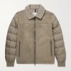 Jumeaux Logo-Appliquéd Shearling and Leather-Trimmed Suede and Quilted Shell Down Jacket Jumeaux Logo-Appliquéd Shearling and Leather-Trimmed Suede and Quilted Shell Down Jacket