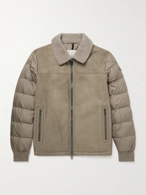 Jumeaux Logo-Appliquéd Shearling and Leather-Trimmed Suede and Quilted Shell Down Jacket Jumeaux Logo-Appliquéd Shearling and Leather-Trimmed Suede and Quilted Shell Down Jacket