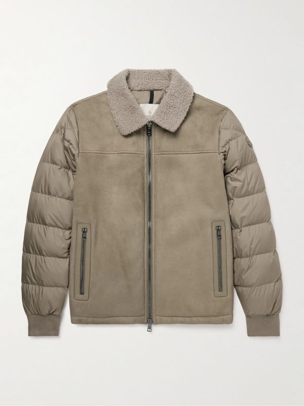 Jumeaux Logo-Appliquéd Shearling and Leather-Trimmed Suede and Quilted Shell Down Jacket Jumeaux Logo-Appliquéd Shearling and Leather-Trimmed Suede and Quilted Shell Down Jacket