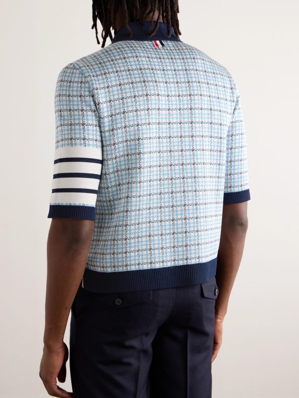 Jacquard-Knit Silk and Cotton-Blend Polo Shirt - BK Jacquard-Knit Silk and Cotton-Blend Polo Shirt - BK