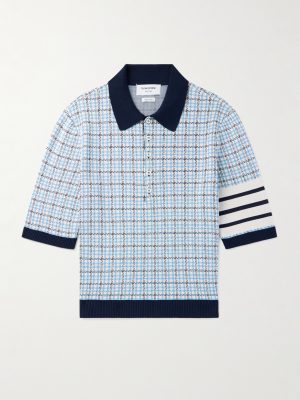 Jacquard-Knit Silk and Cotton-Blend Polo Shirt