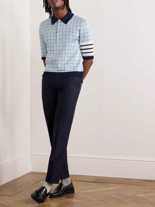 Jacquard-Knit Silk and Cotton-Blend Polo Shirt - OU Jacquard-Knit Silk and Cotton-Blend Polo Shirt - OU