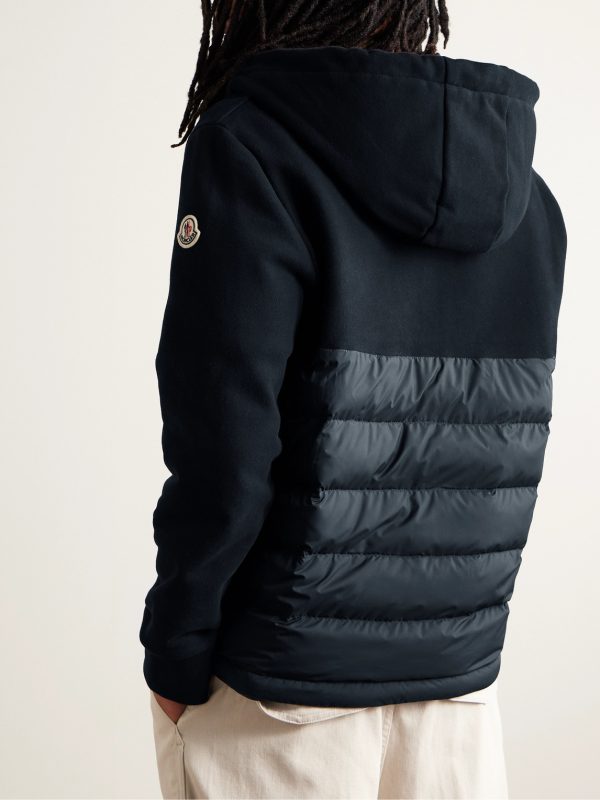Logo-Appliquéd Panelled Cotton-Jersey and Quilted Shell Down Zip-Up Hoodie - BK Logo-Appliquéd Panelled Cotton-Jersey and Quilted Shell Down Zip-Up Hoodie - BK