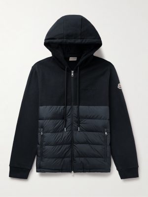 Logo-Appliquéd Panelled Cotton-Jersey and Quilted Shell Down Zip-Up Hoodie Logo-Appliquéd Panelled Cotton-Jersey and Quilted Shell Down Zip-Up Hoodie