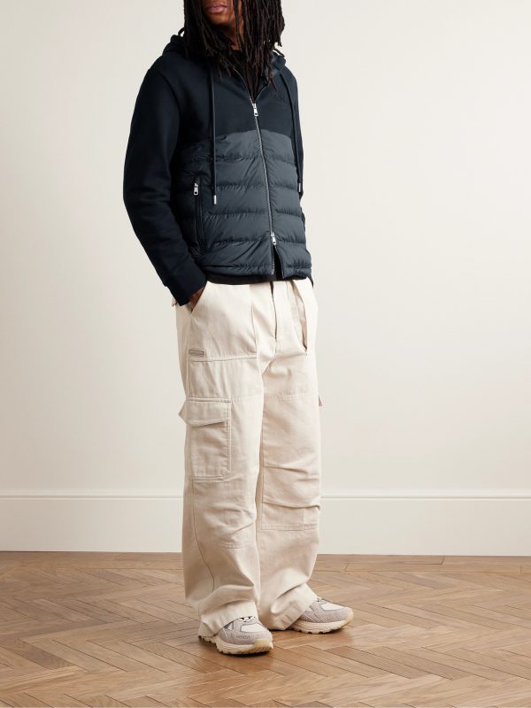Logo-Appliquéd Panelled Cotton-Jersey and Quilted Shell Down Zip-Up Hoodie - OU Logo-Appliquéd Panelled Cotton-Jersey and Quilted Shell Down Zip-Up Hoodie - OU