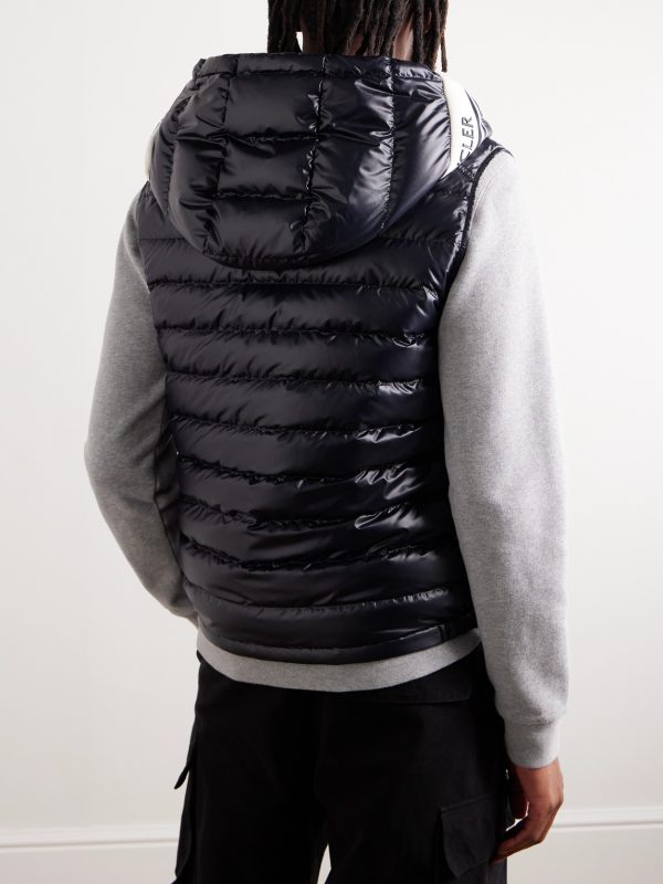 Clai Logo-Detailed Webbing-Trimmed Quilted Shell Hooded Down Gilet - BK Clai Logo-Detailed Webbing-Trimmed Quilted Shell Hooded Down Gilet - BK