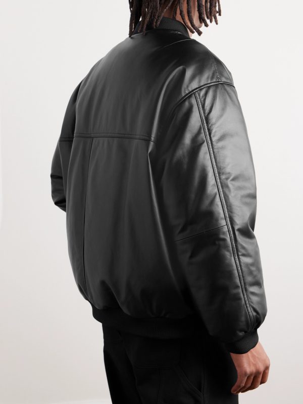 + Roc Nation by Jay-Z Cassiopeia Reversible Logo-Embossed Leather and Quilted Shell Down Bomber Jacket - BK