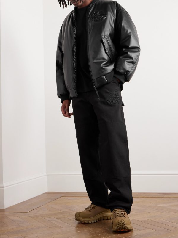 + Roc Nation by Jay-Z Cassiopeia Reversible Logo-Embossed Leather and Quilted Shell Down Bomber Jacket - OU