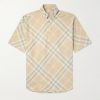 Button-Down Collar Logo-Embroidered Checked Cotton-Twill Shirt