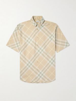 Button-Down Collar Logo-Embroidered Checked Cotton-Twill Shirt Button-Down Collar Logo-Embroidered Checked Cotton-Twill Shirt