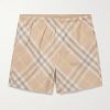 Straight-Leg Mid-Length Checked Swim Shorts Straight-Leg Mid-Length Checked Swim Shorts