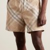 Straight-Leg Mid-Length Checked Swim Shorts - OU Straight-Leg Mid-Length Checked Swim Shorts - OU