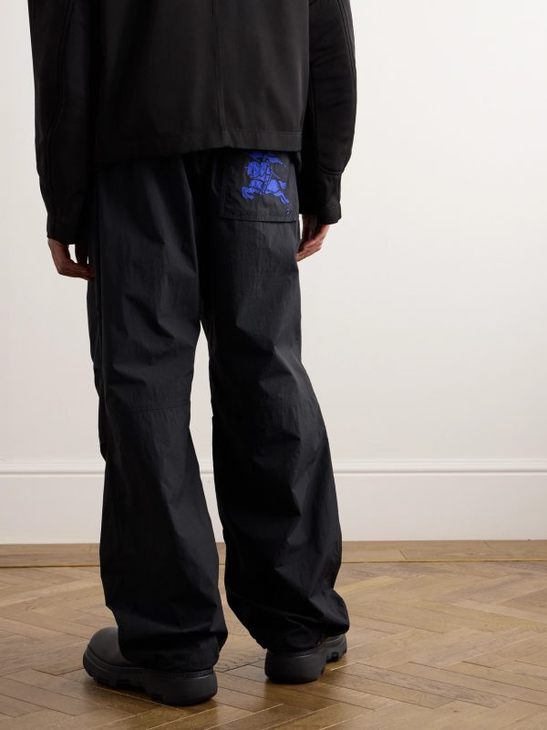 Wide-Leg Logo-Appliqued Nylon Cargo Trousers - BK Wide-Leg Logo-Appliqued Nylon Cargo Trousers - BK