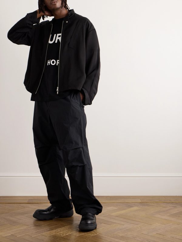 Wide-Leg Logo-Appliqued Nylon Cargo Trousers - OU Wide-Leg Logo-Appliqued Nylon Cargo Trousers - OU