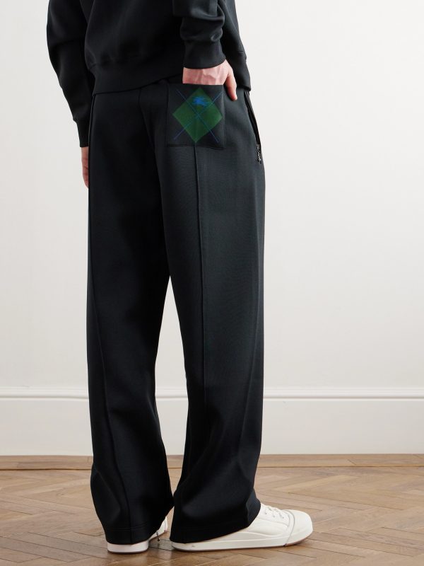 Straight-Leg Argyle Jacquard-Knit Track Pants - BK Straight-Leg Argyle Jacquard-Knit Track Pants - BK