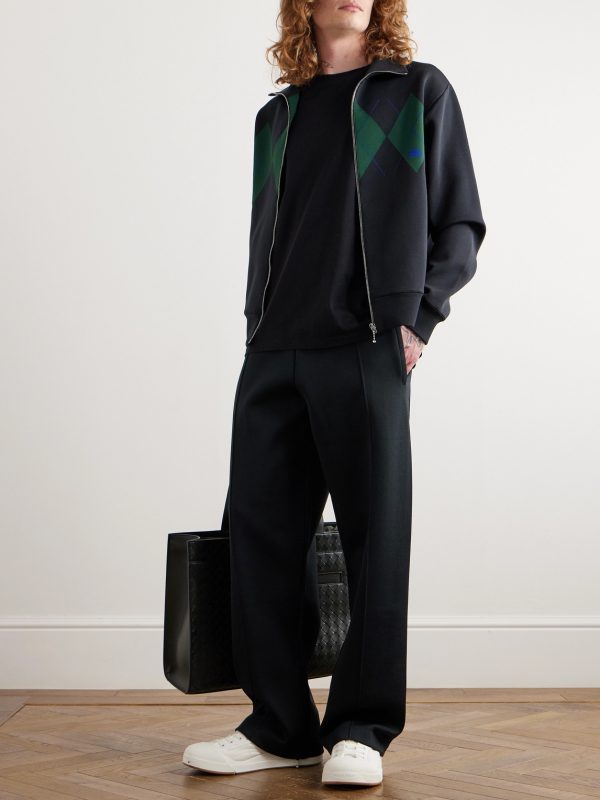 Straight-Leg Argyle Jacquard-Knit Track Pants - OU Straight-Leg Argyle Jacquard-Knit Track Pants - OU