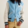 Appliquéd Wool-Blend and Leather Varsity Jacket - FR Appliquéd Wool-Blend and Leather Varsity Jacket - FR