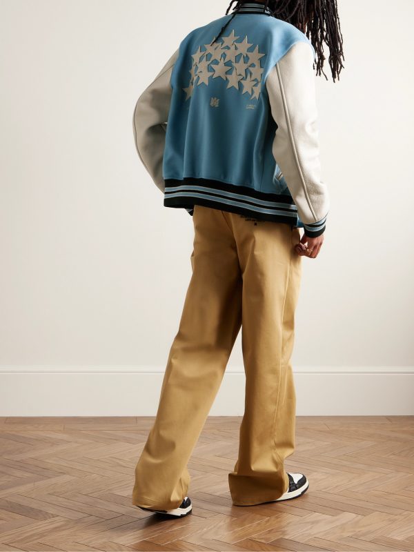 Appliquéd Wool-Blend and Leather Varsity Jacket - OU Appliquéd Wool-Blend and Leather Varsity Jacket - OU