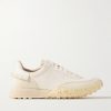 Hospoa Fringed Leather-Trimmed Suede Sneakers