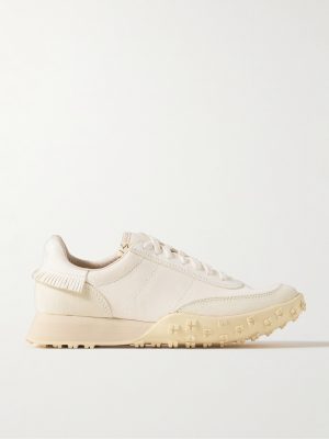 Hospoa Fringed Leather-Trimmed Suede Sneakers Hospoa Fringed Leather-Trimmed Suede Sneakers