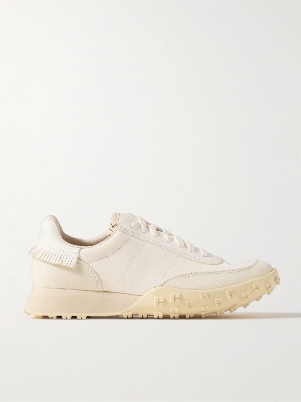 Hospoa Fringed Leather-Trimmed Suede Sneakers