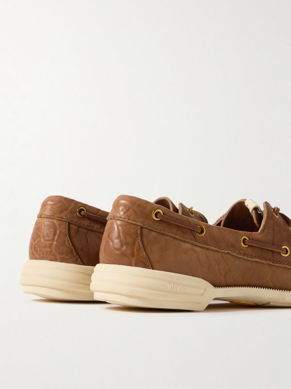 Americana II Eye-Folk Textured-Leather Boat Shoes - BK Americana II Eye-Folk Textured-Leather Boat Shoes - BK