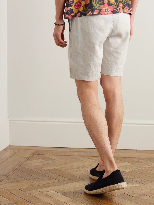 Straight-Leg Linen Shorts - BK Straight-Leg Linen Shorts - BK