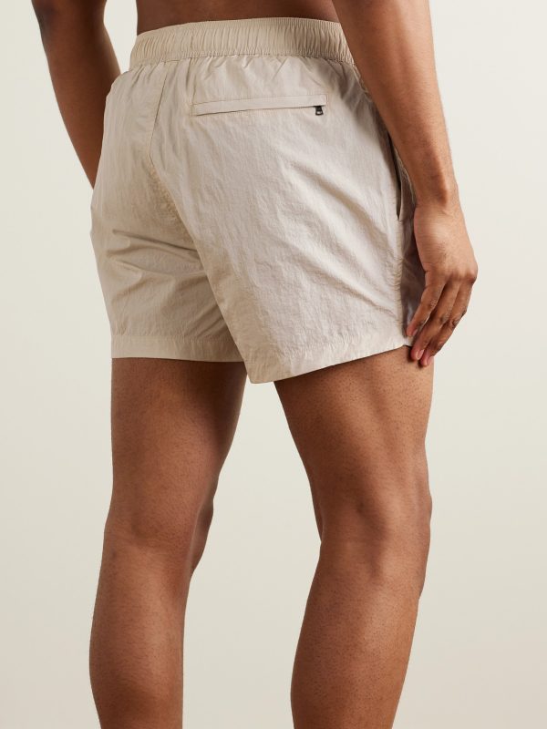 Straight-Leg Mid-Length Crinkled Swim Shorts - BK Straight-Leg Mid-Length Crinkled Swim Shorts - BK
