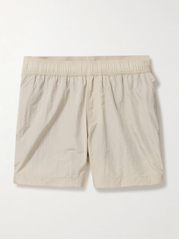 Straight-Leg Mid-Length Crinkled Swim Shorts Straight-Leg Mid-Length Crinkled Swim Shorts