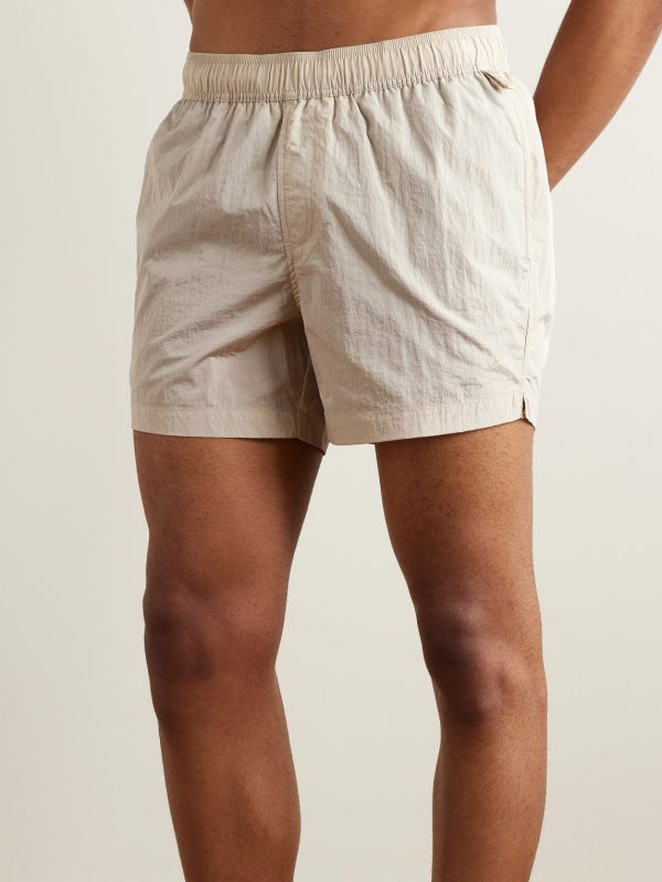 Straight-Leg Mid-Length Crinkled Swim Shorts - OU Straight-Leg Mid-Length Crinkled Swim Shorts - OU