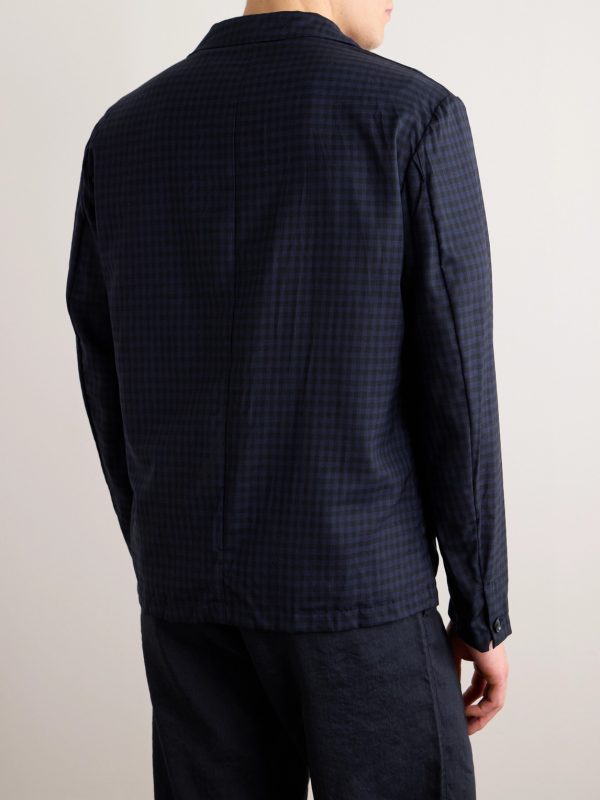 Visal Checked Crinkled Wool-Blend Overshirt - BK Visal Checked Crinkled Wool-Blend Overshirt - BK
