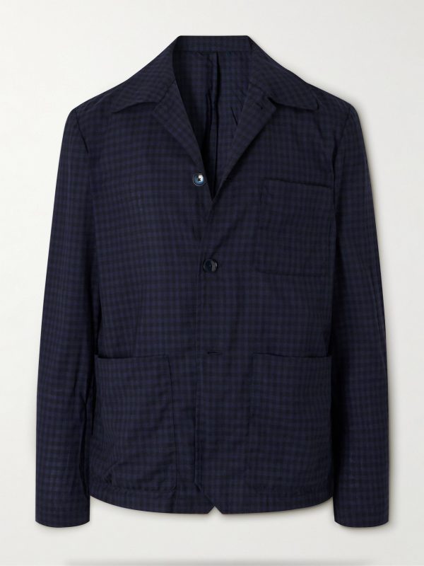 Visal Checked Crinkled Wool-Blend Overshirt Visal Checked Crinkled Wool-Blend Overshirt