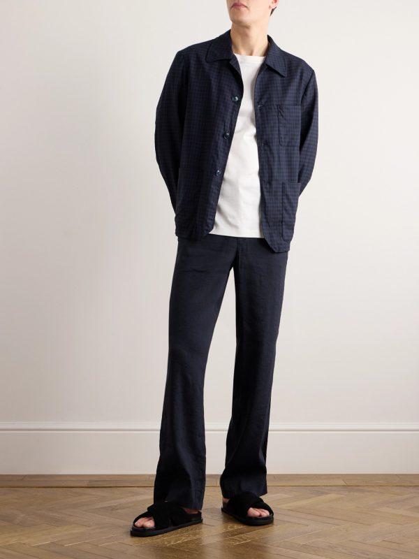 Visal Checked Crinkled Wool-Blend Overshirt - OU Visal Checked Crinkled Wool-Blend Overshirt - OU