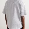 Bagolo Camp-Collar Striped Crinkled Cotton-Poplin Shirt - BK Bagolo Camp-Collar Striped Crinkled Cotton-Poplin Shirt - BK
