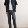Bagolo Camp-Collar Pinstriped Crinkled Cotton-Poplin Shirt - OU