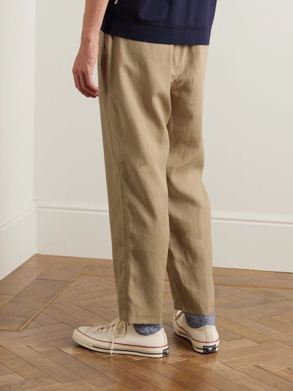 Alex Tapered Linen Drawstring Trousers - BK