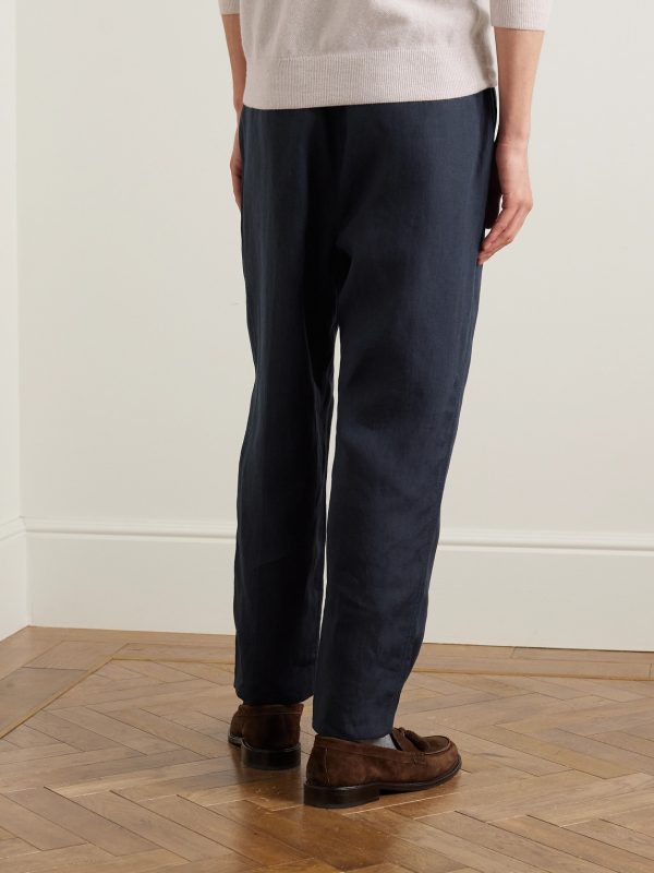 Alex Tapered Linen Drawstring Trousers - BK