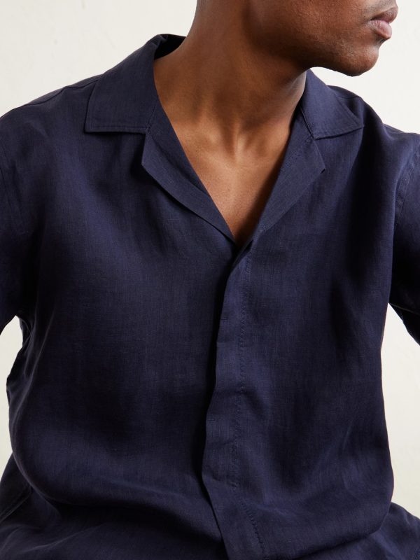 Maitan Camp-Collar Linen Shirt - CU Maitan Camp-Collar Linen Shirt - CU