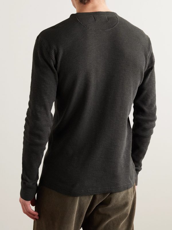 Slim-Fit Textured-Cotton Henley T-Shirt - BK Slim-Fit Textured-Cotton Henley T-Shirt - BK