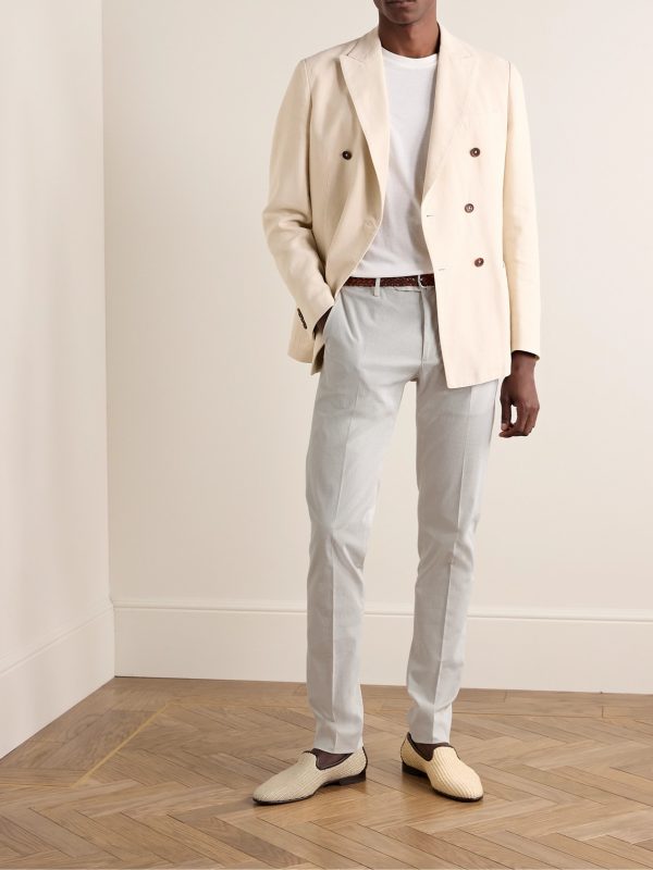 Venezia 1951 Slim-Fit Pinstriped Cotton-Blend Seersucker Trousers - OU Venezia 1951 Slim-Fit Pinstriped Cotton-Blend Seersucker Trousers - OU