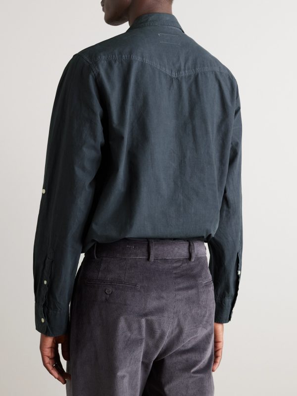 Eric Camp-Collar Garment-Dyed Lyocell and Cotton-Blend Shirt - BK Eric Camp-Collar Garment-Dyed Lyocell and Cotton-Blend Shirt - BK
