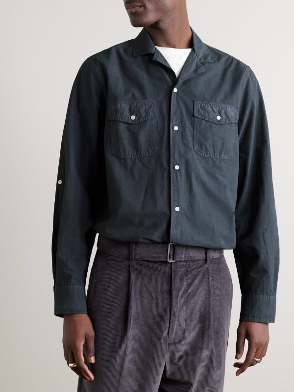 Eric Camp-Collar Garment-Dyed Lyocell and Cotton-Blend Shirt - FR Eric Camp-Collar Garment-Dyed Lyocell and Cotton-Blend Shirt - FR
