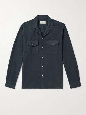 Eric Camp-Collar Garment-Dyed Lyocell and Cotton-Blend Shirt
