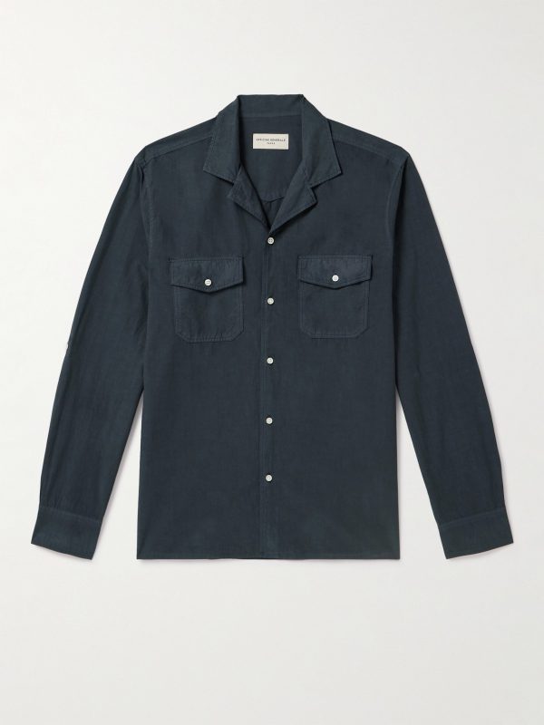 Eric Camp-Collar Garment-Dyed Lyocell and Cotton-Blend Shirt Eric Camp-Collar Garment-Dyed Lyocell and Cotton-Blend Shirt