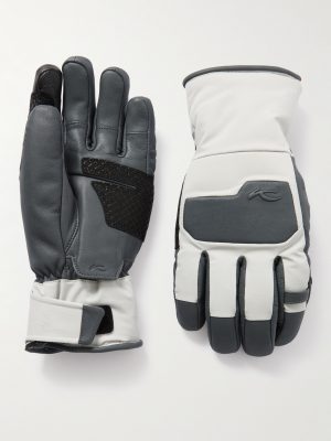 Logo-Embossed Leather and Shell Ski Gloves