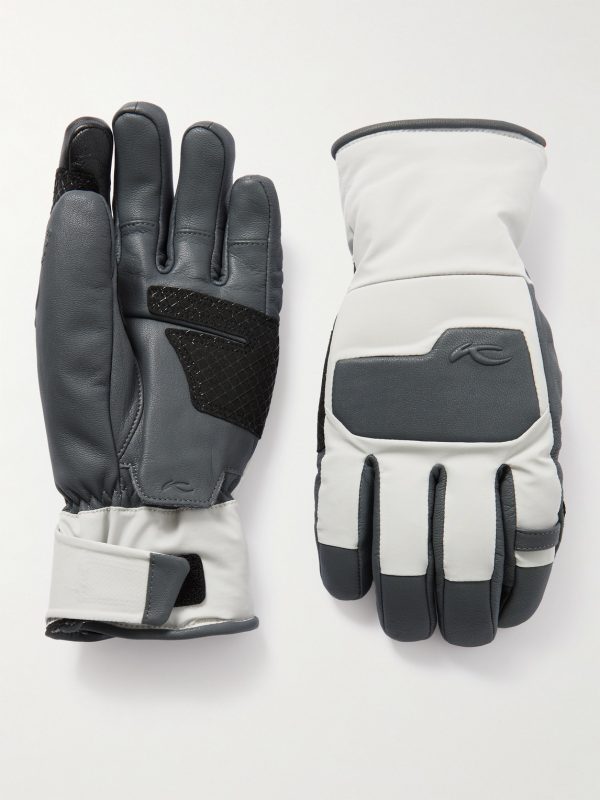 Logo-Embossed Leather and Shell Ski Gloves Logo-Embossed Leather and Shell Ski Gloves