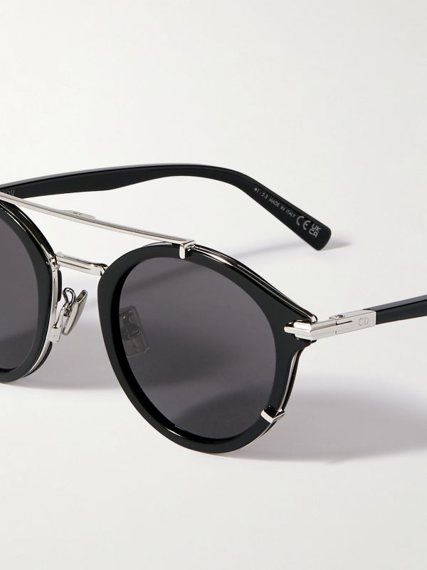 DiorBlacksuit R7U Acetate and Silver-Tone Round-Frame Sunglasses - CU DiorBlacksuit R7U Acetate and Silver-Tone Round-Frame Sunglasses - CU