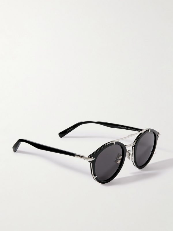 DiorBlacksuit R7U Acetate and Silver-Tone Round-Frame Sunglasses - FR DiorBlacksuit R7U Acetate and Silver-Tone Round-Frame Sunglasses - FR